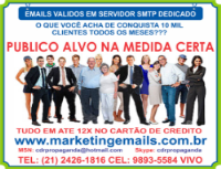 Listas de E-mails Segmentado Pessoas Físicas e Jurídicas Bra
