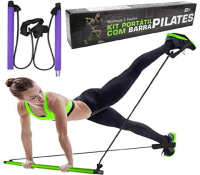 Barra P/ Treino Pilates Extensor Elástico Yoga Exercícios