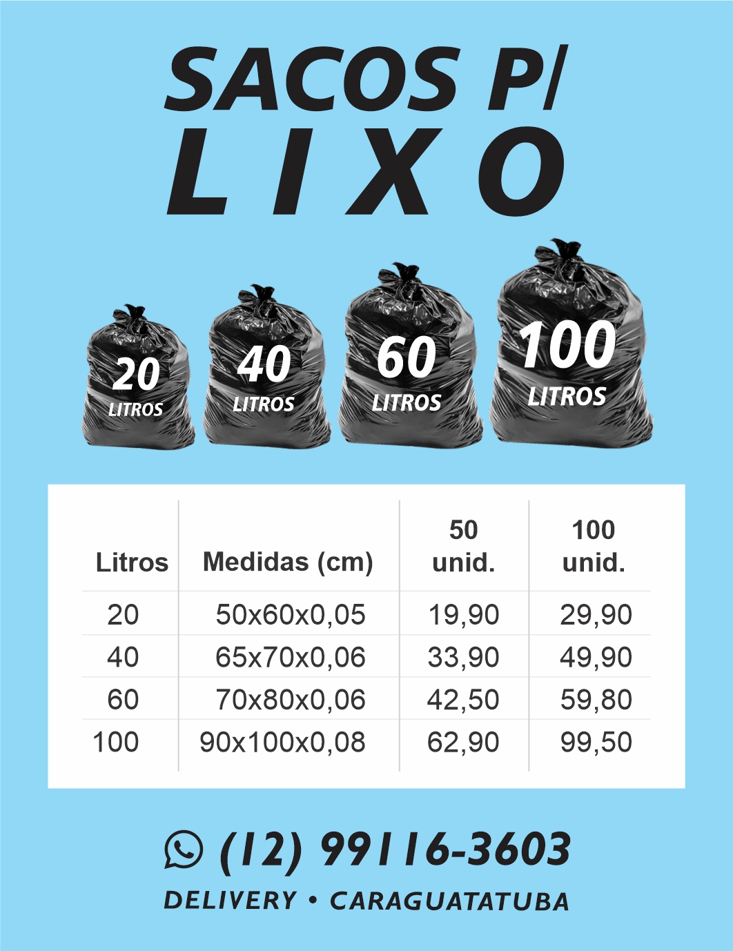 Sacos de Lixo | Distribuidora | Caraguatatuba SP