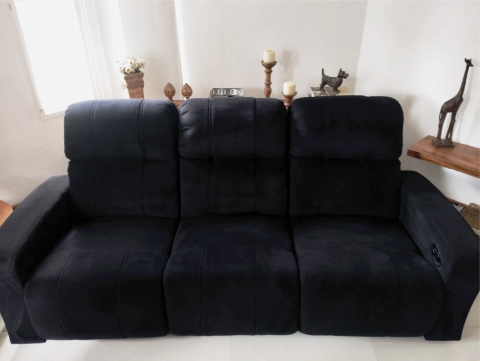 Sofá 3 lugares Plenitude Design reclinável preto